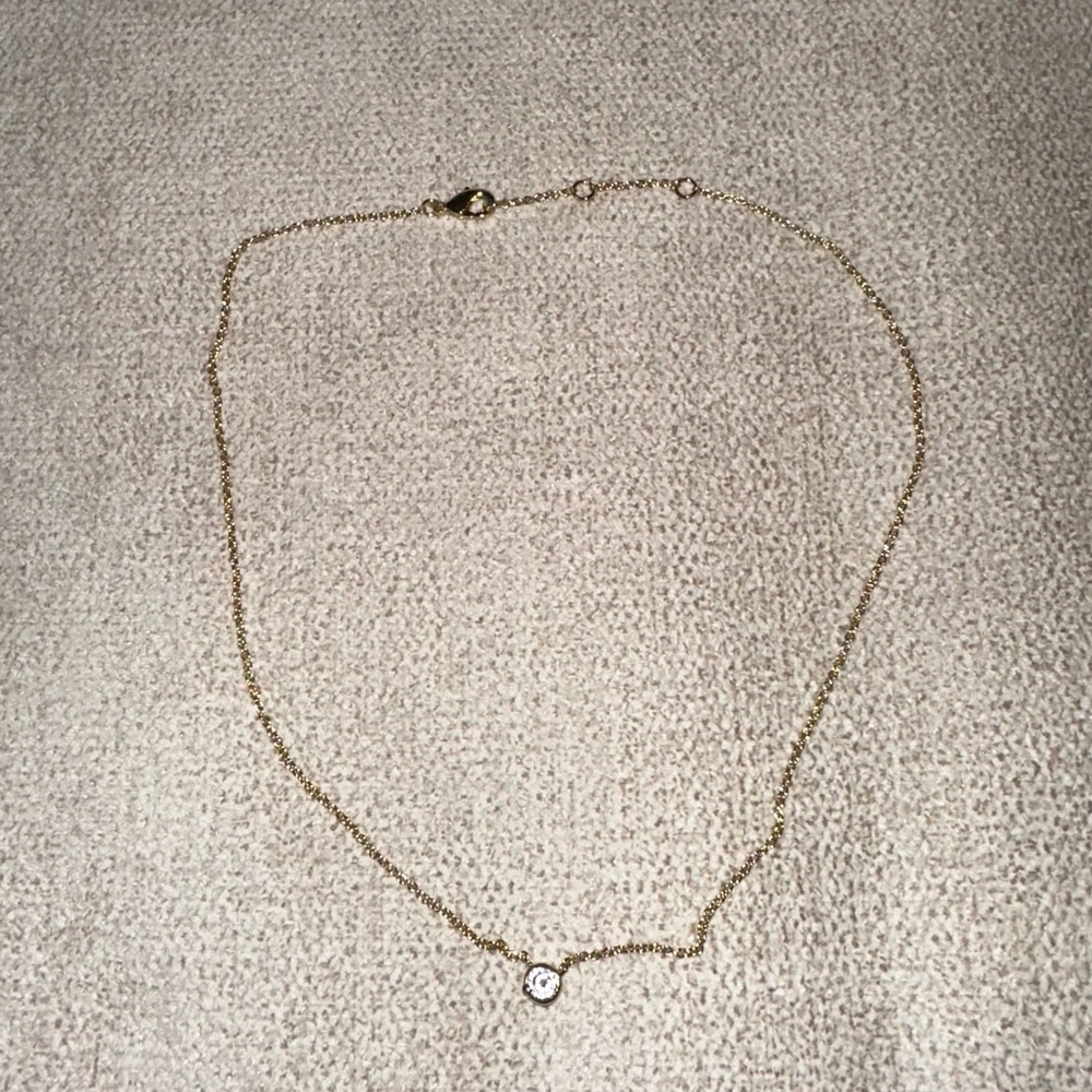 Show Me Your Mumu Gold Bezel Set Necklace 15” Adjustable